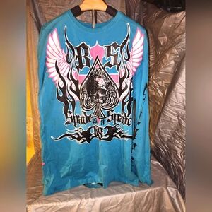 NWOT Vintage Y2K Blac Label SPADES MOTORCYCLE CLUB T-shirt Long Sleeve Mens 2XL